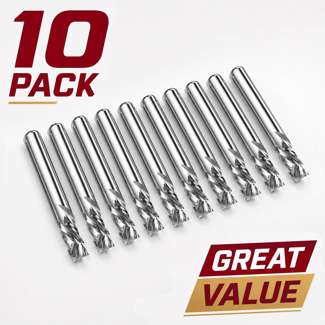 10 x 75mm 3-Flute Compression Cutter (10Pk)